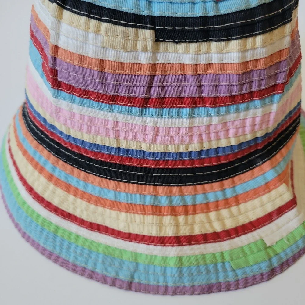 Filippo Catarzi Bucket Hat Multicolor Woven Stripe Ribbon Festival Vintage Y2K‎